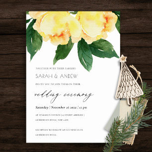 CHEERFUL YELLOW WATERCOLOUR FLORAL WEDDING INVITATION