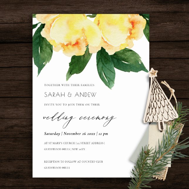 CHEERFUL YELLOW WATERCOLOUR FLORAL WEDDING INVITATION (Creator Uploaded)
