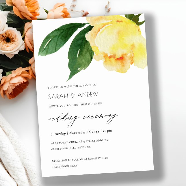 CHEERFUL YELLOW WATERCOLOUR FLORAL WEDDING INVITATION (Creator Uploaded)