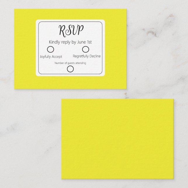 Cheerful Yellow  Wedding  RSVP  Card (Front/Back)