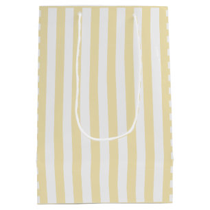 Cheerful Yellow White Stripe All Occasion Craft Medium Gift Bag