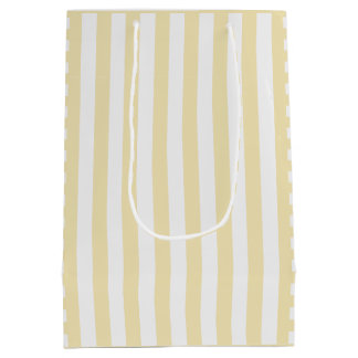  Cheerful Yellow White Stripe All Occasion Craft  Medium Gift Bag