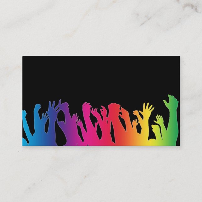 Cheering crowds with a rainbow effect business card (Front)