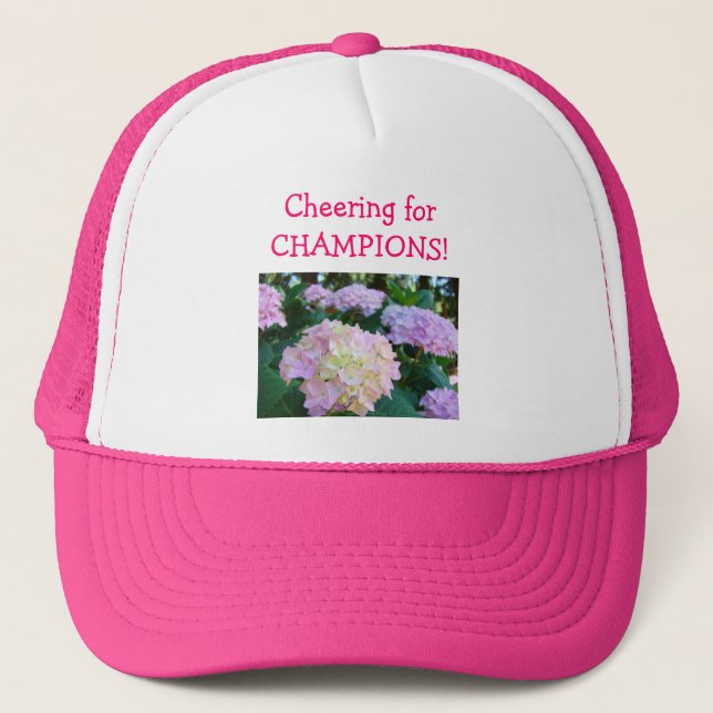 Cheering for Champions! sports cap Pink Hydrangeas (Front)