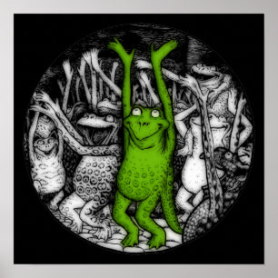 Cheering Frogs Poster