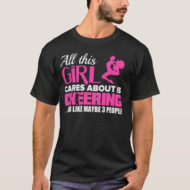 Cheering Gift for Women and Girls - All I Care Abo T-Shirt (Front)