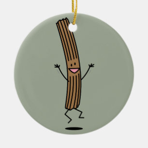 Cheering Jumping Churro Ceramic Tree Decoration