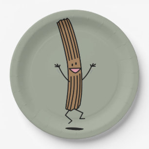 Cheering Jumping Churro Paper Plate