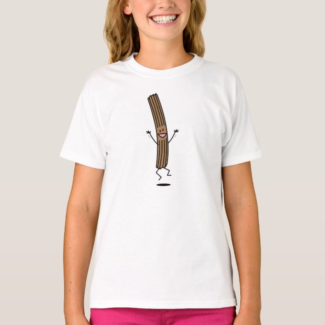 Cheering Jumping Churro T-Shirt (Front)