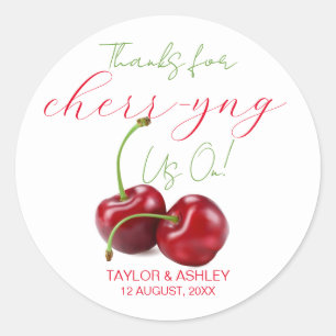 Cheering Us On Cherry Fruit Wedding Favours Classic Round Sticker