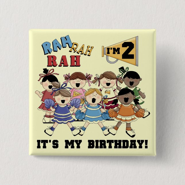 Cheerleader 2nd Birthday Tshirts and Gifts 15 Cm Square Badge (Front)