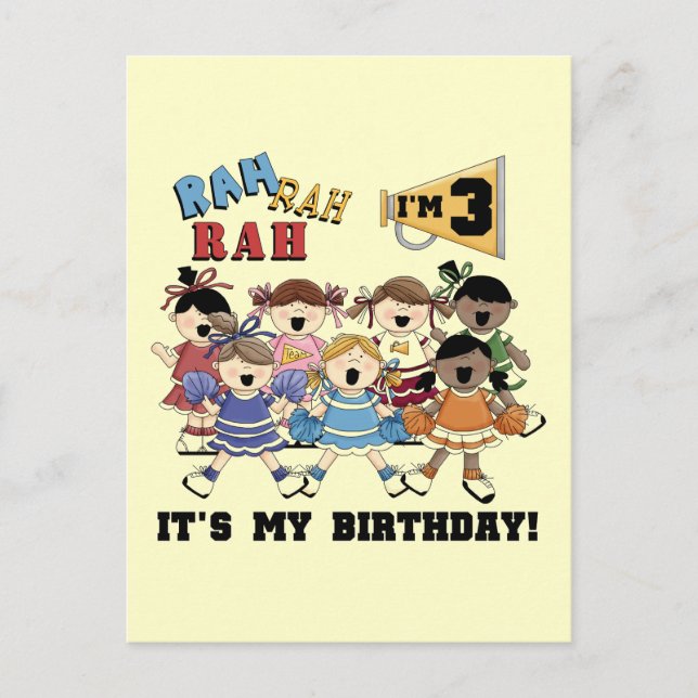 Cheerleader 3rd Birthday T-shirts and Gifts Postcard (Front)