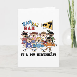 Cheerleader 7th Birthday Tshirts and Gifts Card