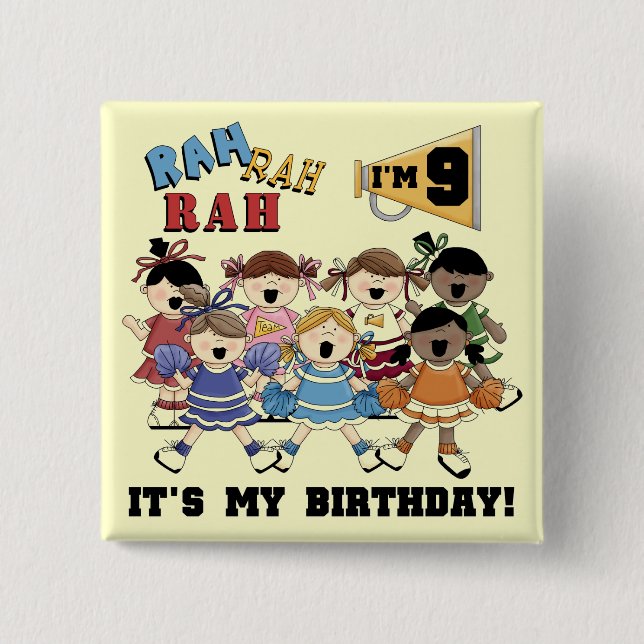 Cheerleader 9th Birthday Tshirts and Gifts 15 Cm Square Badge (Front)