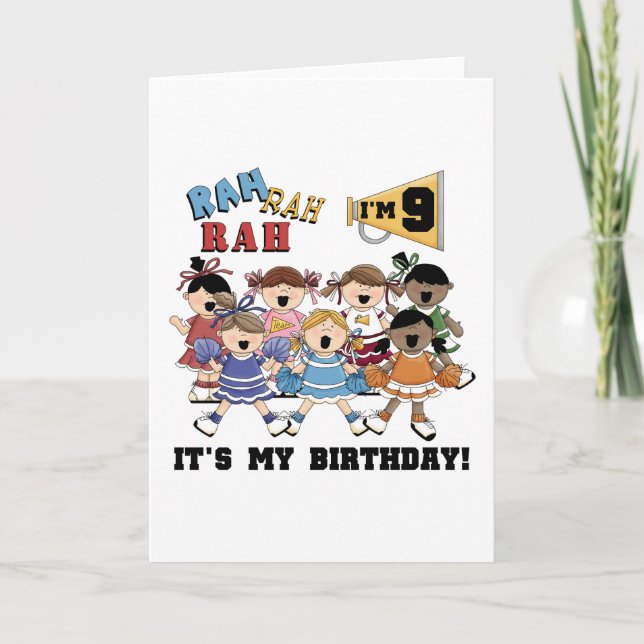 Cheerleader 9th Birthday Tshirts and Gifts Card (Front)