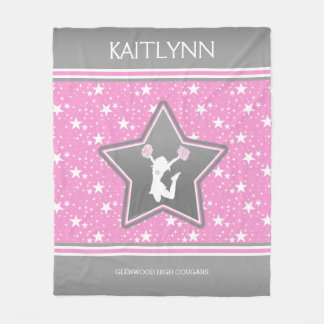 Cheerleader Among the Stars in Pink with YOUR NAME Fleece Blanket