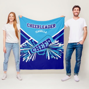 📣 Cheerleader Baby Blue, Blue & White Fleece Blanket