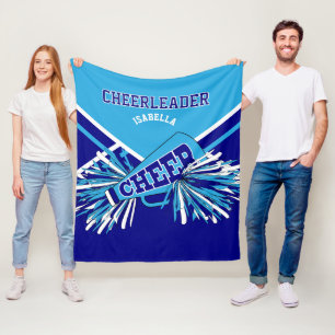 📣 Cheerleader  Baby Blue,  Blue & White  Fleece Blanket