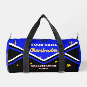 cheerleader bag, personalize blue, white & black duffle bag