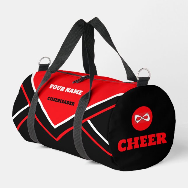 cheerleader bag, red, white & black duffle bag (Left Corner)