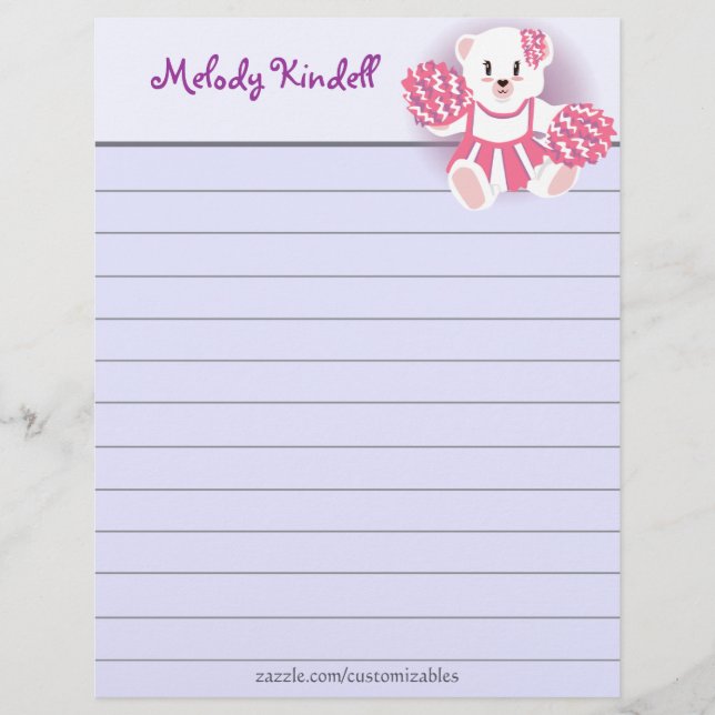 Cheerleader Bear Letterhead (Front)
