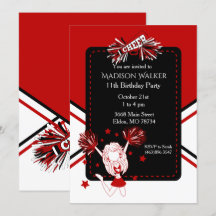 Cheerleader Birthday Party in Dark Red