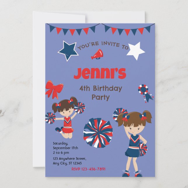 Cheerleader Birthday Party Invitation (Front)