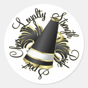 Cheerleader Black and Gold Qualities Classic Round Sticker
