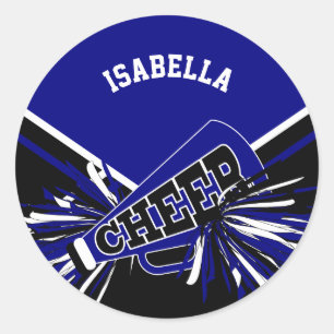 📣 Cheerleader -  Black, Dark Blue and White Classic Round Sticker