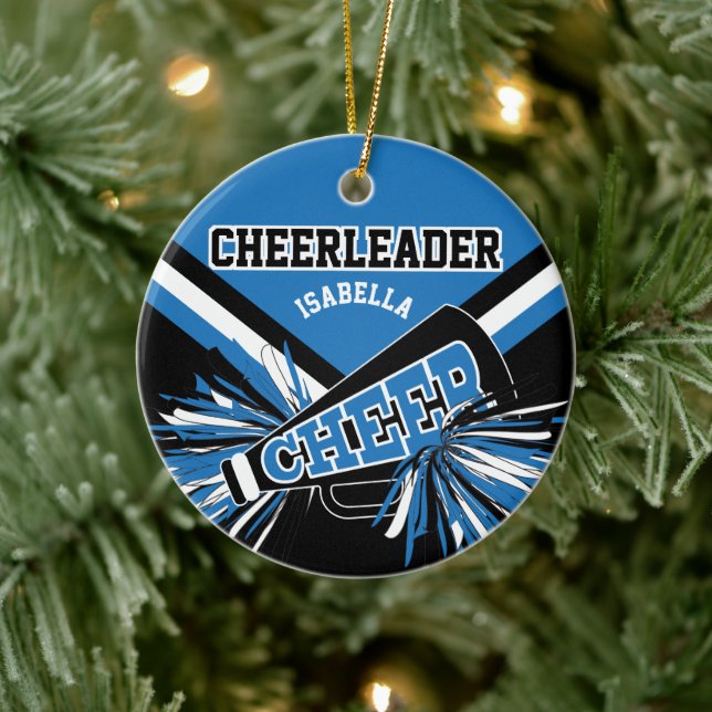Cheerleader 📣💖 - Blue, White and Black Ceramic Tree Decoration (Tree)