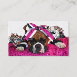 Cheerleader boxer dog business cards