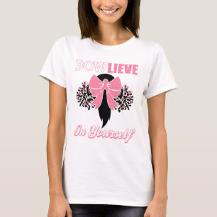 Cheerleader Breast Cancer Shirt Pink Bow Cheer Gif