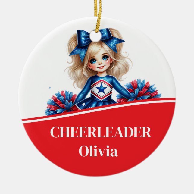 Cheerleader  ceramic tree decoration (Front)