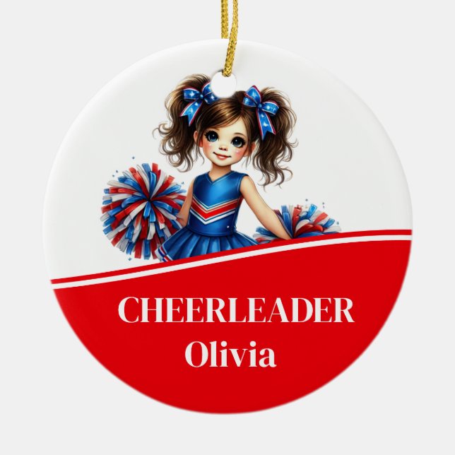 Cheerleader  ceramic tree decoration (Front)