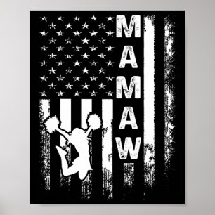 Cheerleader Cheer Mamaw America Flag Vintage Xmas Poster