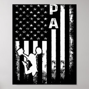 Cheerleader Cheer Pa America Flag Vintage Xmas Poster
