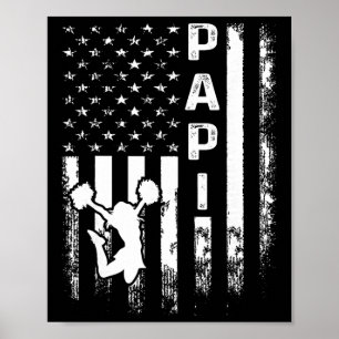 Cheerleader Cheer Papi America Flag Vintage Xmas Poster