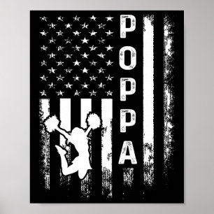 Cheerleader Cheer Poppa America Flag Vintage Xmas Poster
