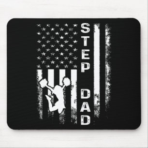 Cheerleader Cheer Step Dad America Flag Vintage Xm Mouse Pad
