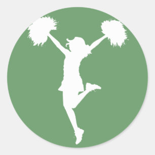 Cheerleader Cheering with Customisable Background Classic Round Sticker