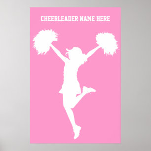 Cheerleader Cheering with Customisable Background Poster