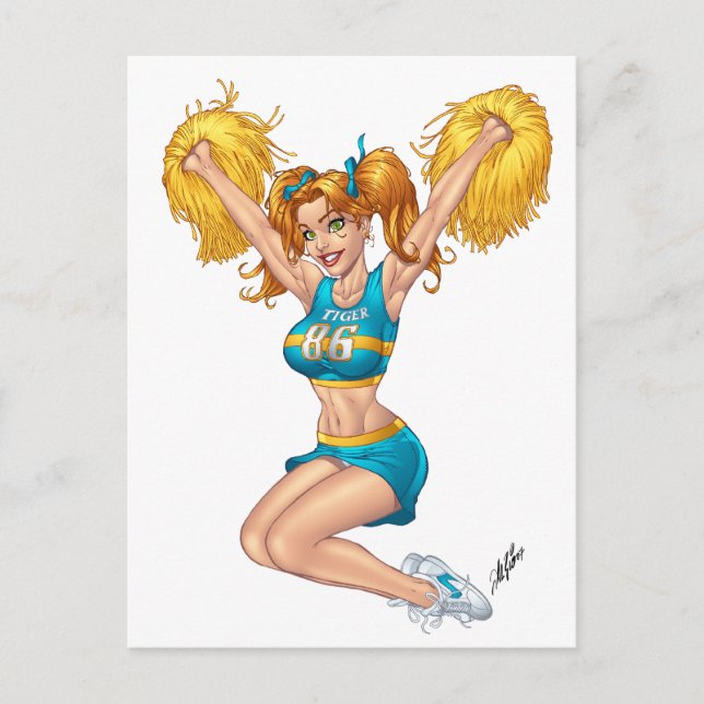 Cheerleader Cheerleading Customisable by Al Rio Postcard (Front)
