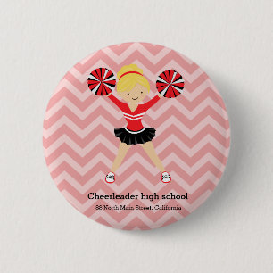 Cheerleader, choose your own background colour 6 cm round badge