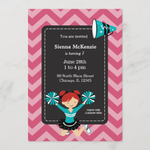 Cheerleader, choose your own background colour invitation