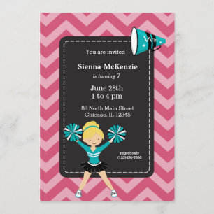 Cheerleader, choose your own background colour invitation