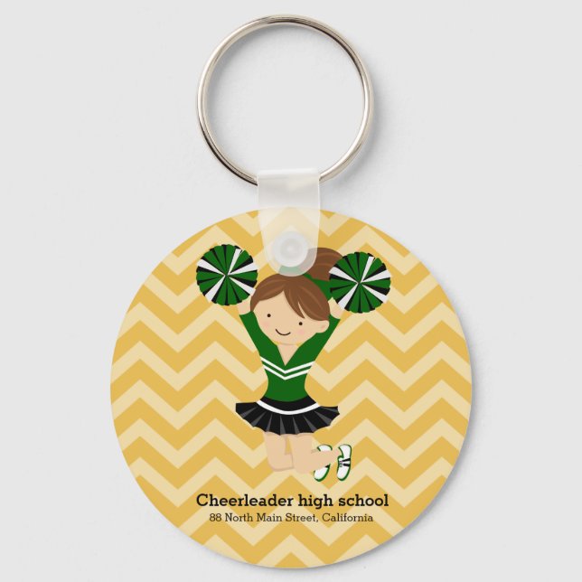 Cheerleader, choose your own background colour key ring (Front)
