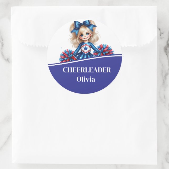 Cheerleader  classic round sticker (Bag)