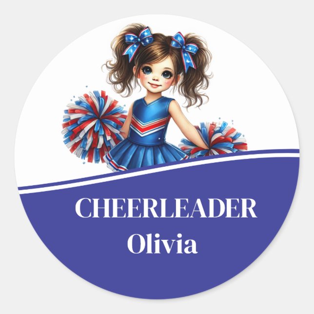 Cheerleader  classic round sticker (Front)