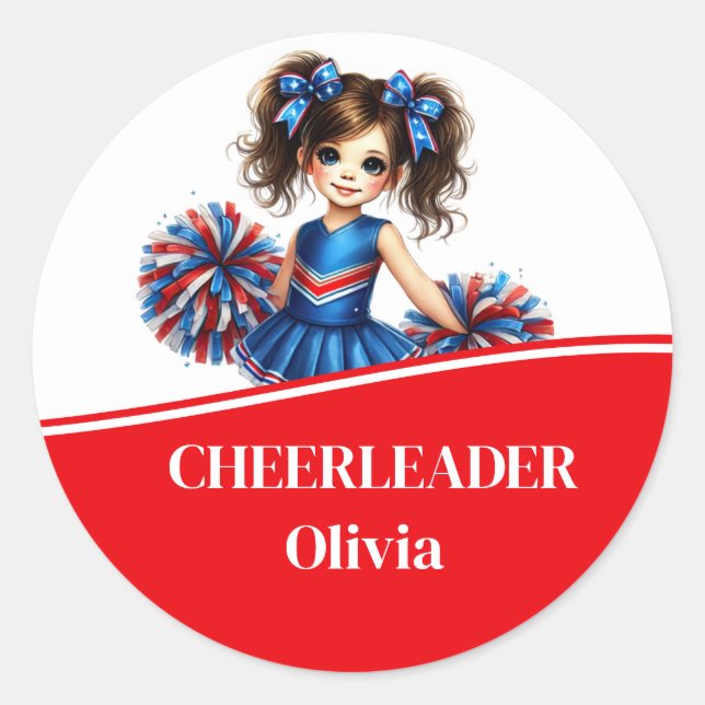 Cheerleader  classic round sticker (Front)