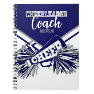 Cheerleader Coach - Navy Blue, Gary & White Notebook